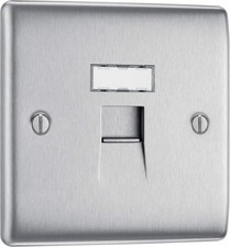 BG Electrical RJ45 Single Data Outlet – Cat5e Ethernet Socket, Brushed Steel