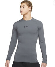 NIKE  PRO MEN’S BASE LAYER DRI FIT  LONG SLEEVE TOP GREY DM5531 068 SIZE LARGE