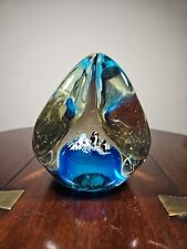 Vintage Extra Large Art Glass Triangular Shaped Penguin Themed Paperweight 