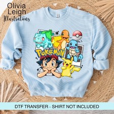 Pokemon, Dtf Transfer Iron On Childrens T-shirt Clothing