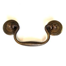 Brass swan neck drawer handle backplate & pommel set 88mm antique drop pull desk