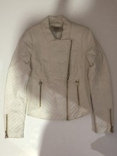 Zara Trafaluc White Faux Leather Beautiful Biker Jacket Great Condition Size M