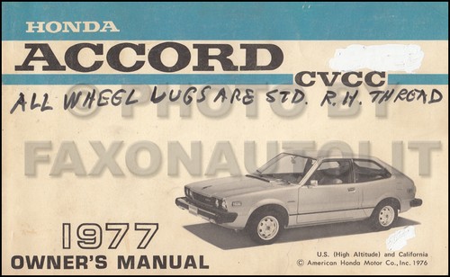 1977 honda accord cvcc owners - accord,