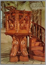 Oak Pulpit Marble Church Clwyd in Denbighshire Wales Postcard