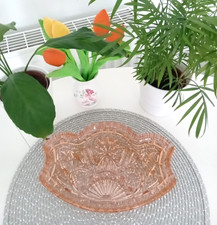 Vintage Decorative Pink Glass Serving Dish Plate serving snacks  28x18 cm Gift