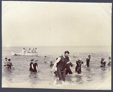 Edwardian bathers at seaside -