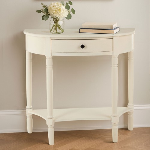 White semi circular - white,