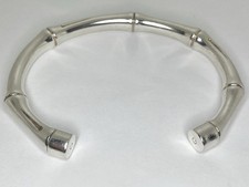 Vintage Gucci 925 Silver Bamboo Torque Bracelet Bangle 7" Made in Italy 53.6g
