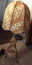 Moroccan Goat Hide Leather Table Lamp And Shade Handmade Circa 1960s 62cm Height