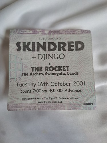 Genuine used skindred ticket - used,