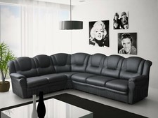 Corner Sofa Black Faux Leather Texas 6 Seater Settee