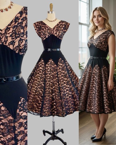 Vintage 1950s floral lace - 1950s,