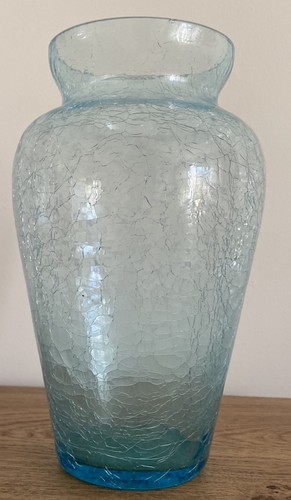 Crackle glass vase blue - vase,
