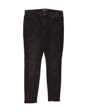 ZARA Mens Distressed Skinny Jeans EU 42 Large W32 L29 Black Cotton LJ03