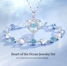 2pcs ocean heart necklace and - ocean,