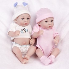 Full Body Silicone Vinyl 10" Reborn Newborn Boy/Girl/Twins MINI Baby Dolls Gift