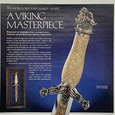 1990 Viking Knife Print Ad Masterpiece 25 Karat Gold Sterling Franklin Mint 90s