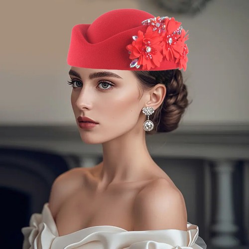 Bridal white felt - bridal, pillbox