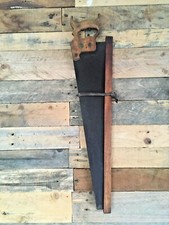 ANTIQUE c1860 THOMAS TURNER SHEFFIELD FARMERS 26" CROSS CUT HAND SAW & COVER