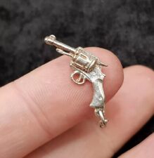 Old Vintage Silver Pistol Pendant Charm Six Shooter Gun Revolver Western Firearm