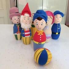 Vintage NODDY SKITTLE Toyland Enid Blyton Plush Soft Toy Child Bowling Set Bundl