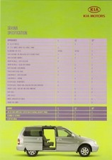 Kia Sedona Specifications 2005-06 UK Market Foldout Brochure V6 CRDi L LE SE