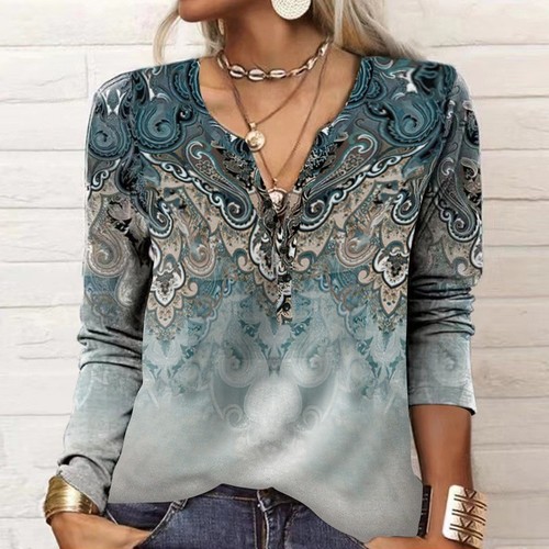 Boho floral neck tunic top - boho,
