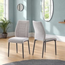 Grey Fabric Chairs Black Metal