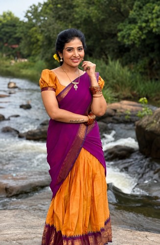 Orange magenta chettinad - magenta,