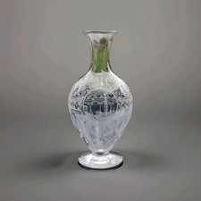 Antique Crystal Carafe Etched Scene And Decoration