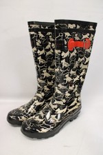 RADLEY Black Dog Print Wellington Boots Wellies UK 7 - C56