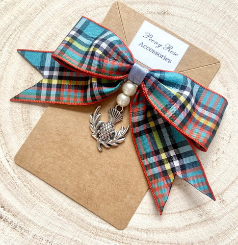 Scottish blue tartan brooch - scottish,