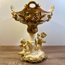 Antique Victorian Cherub Centrepiece Bowl, Ornate Table Display, Large 28.5cm