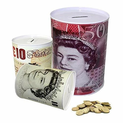 Large tin money box bank - tin,
