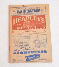Bus Train Provincial Pocket Timetable Headleys, Kent County January 1958