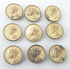 George VI And Queen Elizabeth Coronation Gilt Metal Studs Set Of Nine 1937