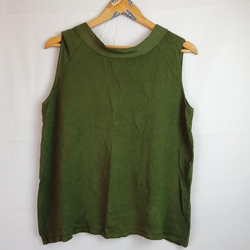 Olive green sleeveless blouse - sleeveless,