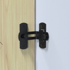  Sliding Barn Door Lock Gate Latches Black Hinges for Outdoor Fence