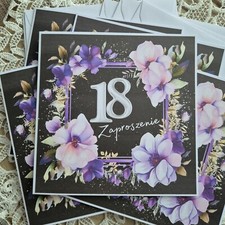 (Zestaw 5szt)  Zaproszeń na 18 Urodziny dla Dziewczyny / Zaproszenia Urodzinowe