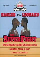 Marvin Hagler v Sugar Ray Leonard 1987 Program Cover Repro POSTER