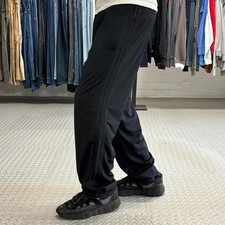 Adidas baggy tracksuit bottoms Mens M black wide leg striped sweatpants Y2K