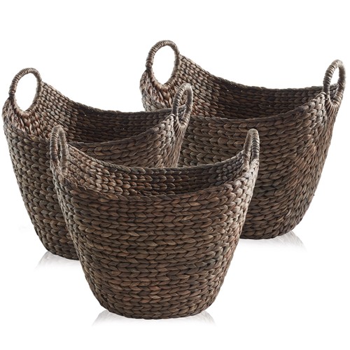 3pc hyacinth boat baskets - 3pc,