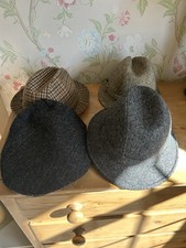 Vintage Wool Moon Harris Tweed Christy Trilby Gents Hats Flat Cap Bundle Prop X4