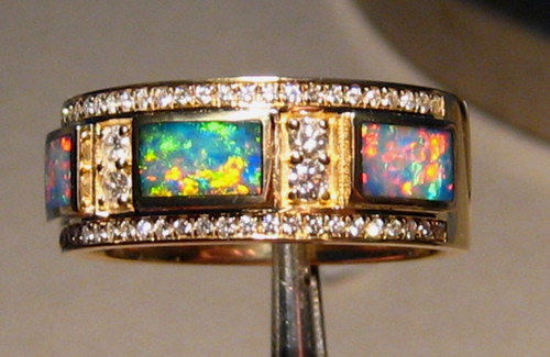 Men opal diamond ring - ring,