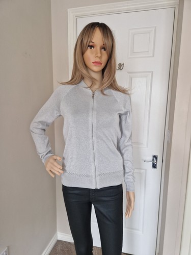 Grey zip sparkly cardigan - up,
