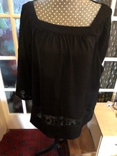 Adiva XL Ladies Black Slip On Long Sleeved Top With Lacey Detail 