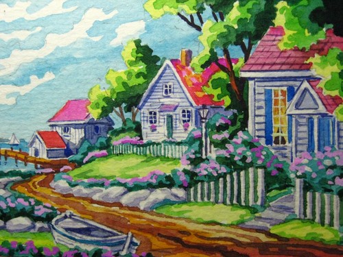 Watercolor painting country - watercolor,