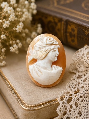 Vtg carved shell cameo loose - carved,