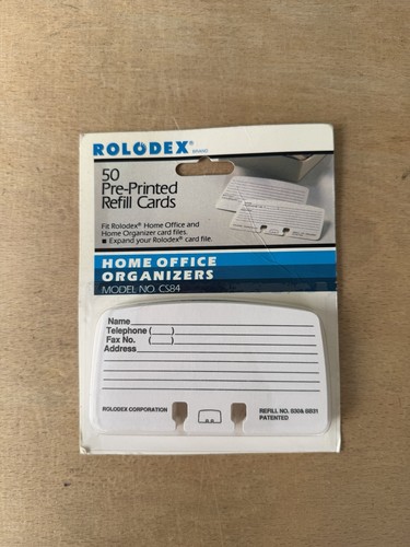 Rolodex pre printed refill - pre-printed,