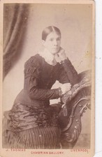 CDV PHOTO. SAD LADY LEANING ON